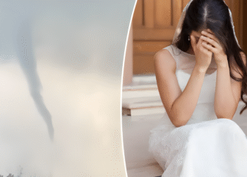 Tornado shpërthen në mes të dasmës – festa kthehet në kaos brenda sekondash
